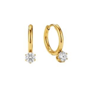 PALMONAS Athena Solitaire Hoop Earrings - Waterproof & Anti Tarnish Earrings |